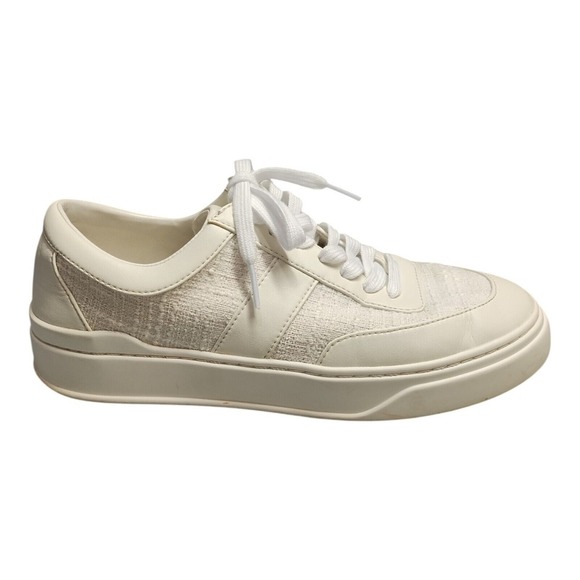 Stuart Weitzman Sneaker‎ Shoes Womens Size 7.5B White Comfort Round Toe Lace Up - Picture 1 of 11
